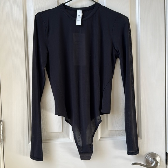 Lululemon Wundermost Nulu Mesh crewneck long sleeve bodysuit Black - Picture 1 of 8